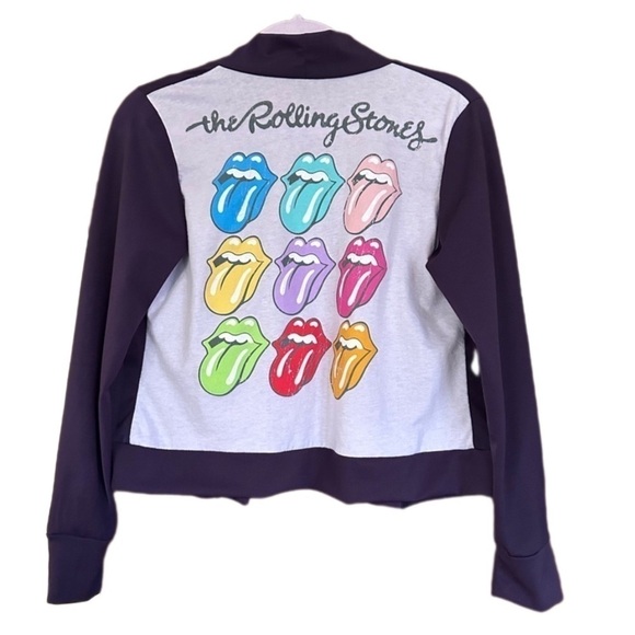 The Rolling Stones up cycle hand made cardigan purple - Picture 1 of 6